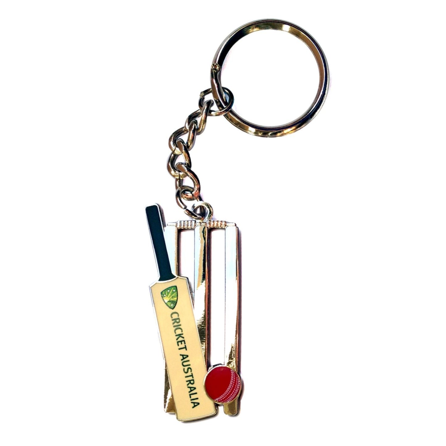 Cricket Australia Bat, Ball & Stumps Keyring