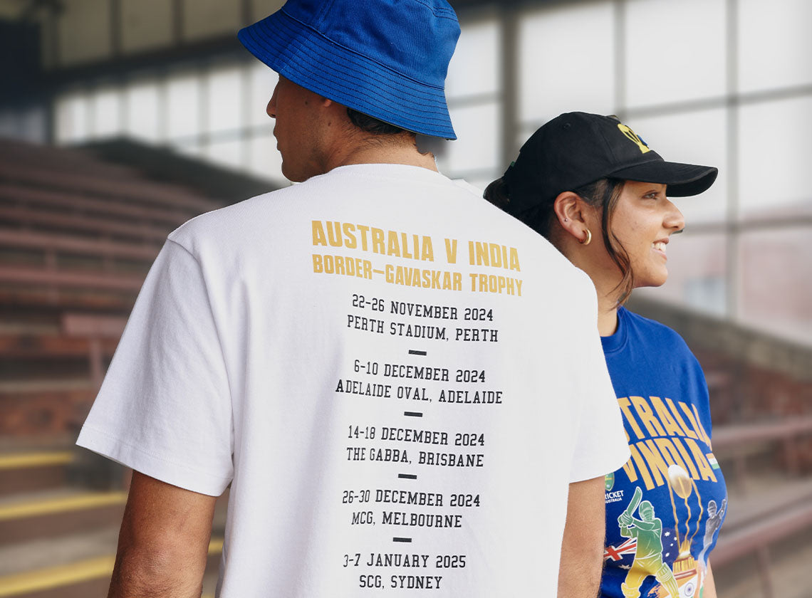 Celebrate the fierce rivalry between two of the greatest cricket nations with exclusive event t-shirts, headwear and accessories.